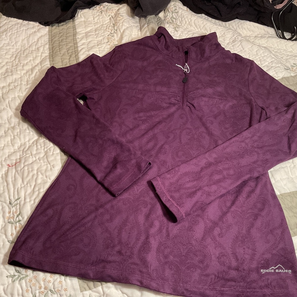 Purple Eddie Bauer pullover with zipper